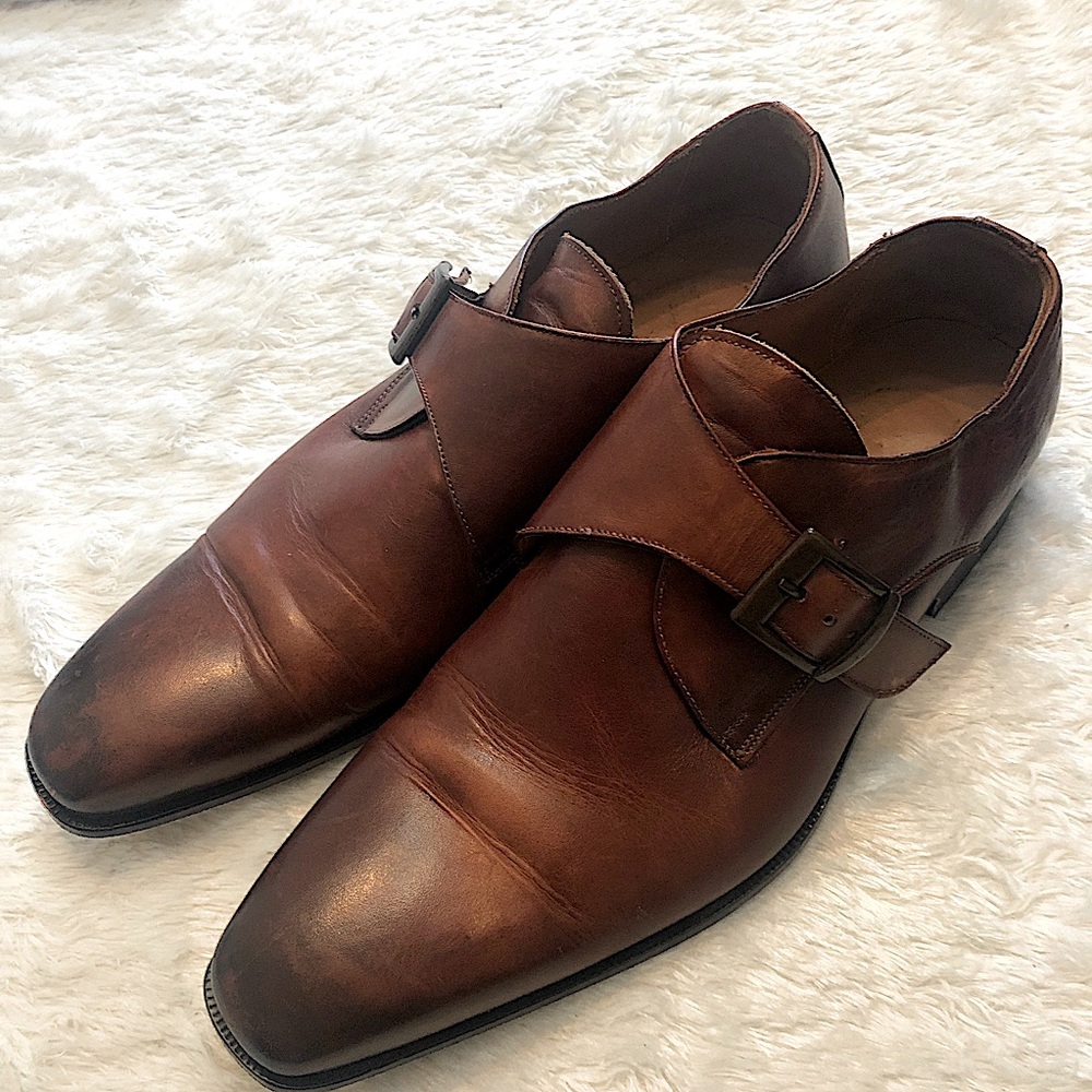 Men’s size 44 Mario Alborino brown Italian leather shoes.